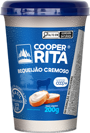 Requeijão CooperRita cremoso produzido com puro leite e sem amido