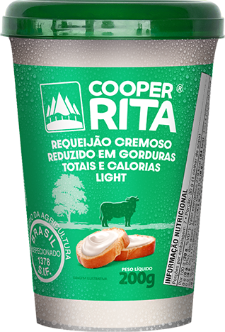 Requeijão light CooperRita produzido com a qualidade do puro leite e sem amido